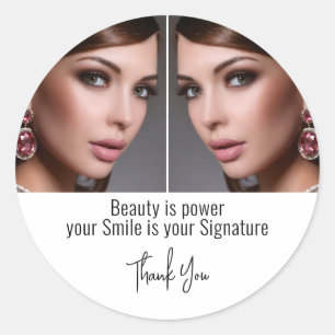 Schönheit ist Macht Spiegel-Foto-Make-up Danke Runder Aufkleber