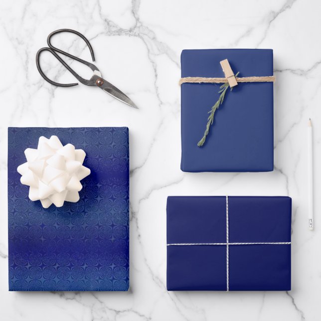 Schönheit Lined Speckle Blau Geschenkpapier Set (Vorderseite)
