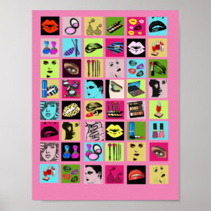 Schönheit Makeup Kosmetik Frauen Gesicht Collage K Poster