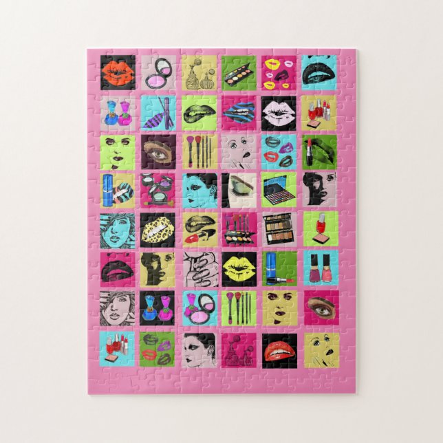 Schönheit Makeup Kosmetik Frauen Gesicht Collage K Puzzle (Vertikal)