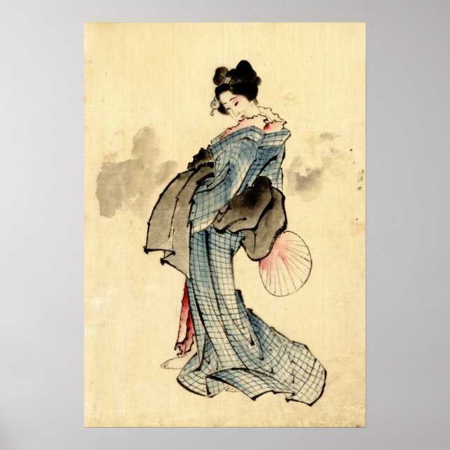 Schönheit mit Fan 1840 Poster (Vorne)