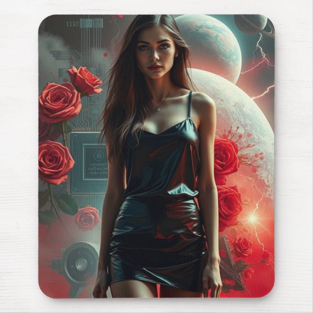 Schönheit, Planeten, Blumen und KI Mousepad (Vorne)