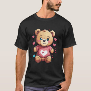 Schönheit & Süßer Teddybär-Ehefrau Frau mit Herzen T-Shirt