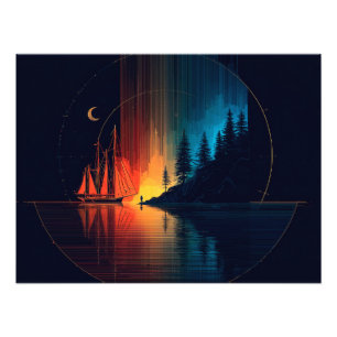 Schönheit & Terror, Schiffe, Mond und Nordlichter Fotodruck