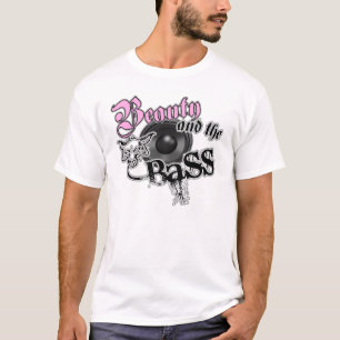 Schönheit und das Bass-Bass-Musiklogo der Mädche T-Shirt