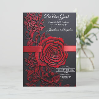 Schönheit und das Biest süß 16 Rote Rosen Einladung