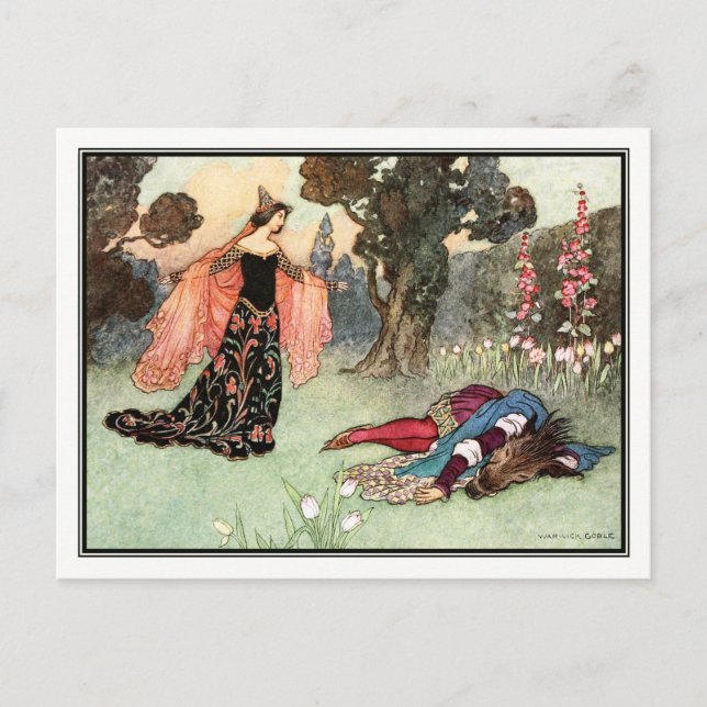 Schönheit und das Biest von Warwick Goble Postkarte (Vorderseite)