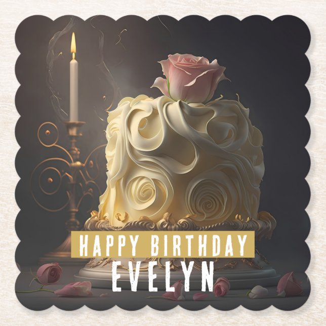 Schönheit und das Biest zum Geburtstag - Untersetzer (Vorderseite)