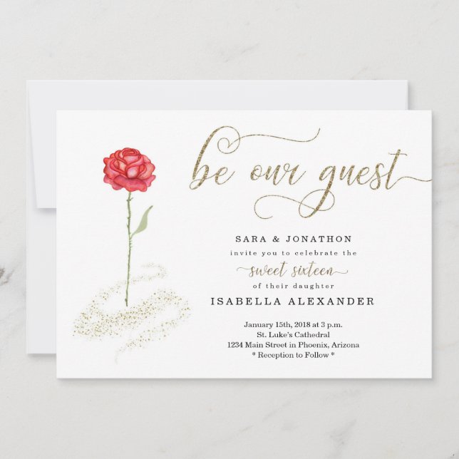 Schönheit und das einzigartige 16 . Geburtstag der Einladung (Vorderseite)