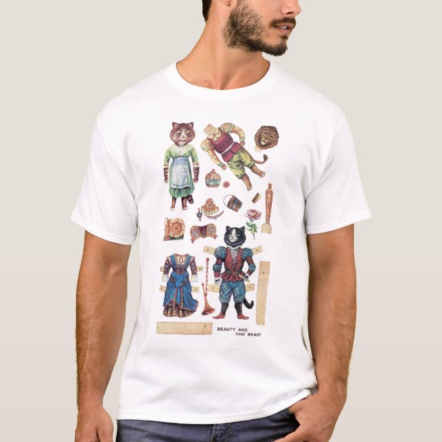 Schönheit und das Tier, Louis Wain T-Shirt (Vorderseite)