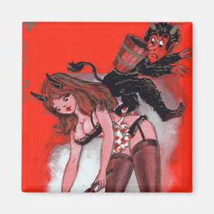 Schönheit und der Krampus Vintage Weihnachten Magnet