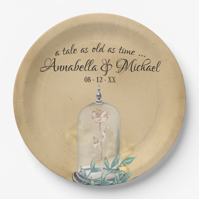 Schönheit und die Rose der Bestie Märchenvoll Pappteller (Vorderseite)