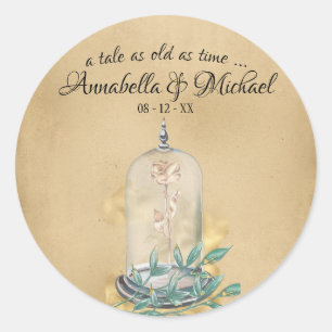 Schönheit und die Rose der Bestie Märchenvoll Runder Aufkleber