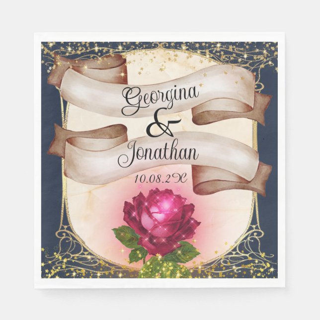 Schönheit und die Vintage Märchenmärchen Serviette (Vorderseite)