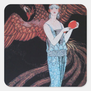 SCHÖNHEIT UND PHOENIX, MODEDESIGNER BILDEN QUADRATISCHER AUFKLEBER