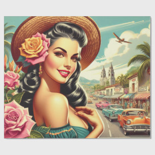 Schönheit Vintage FrauenIllustration Geschenkpapier