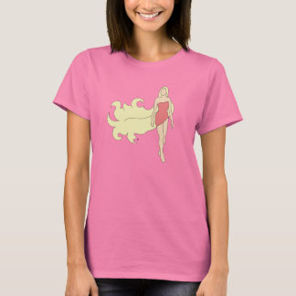 Schönheits-blondes langes Haar-Trägershirt T-Shirt