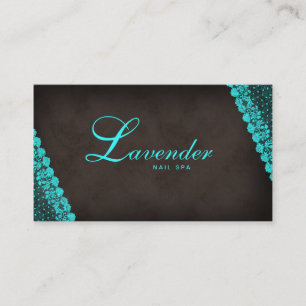 Schönheits-Businesscard-Lace-Nagelsalon Blau Visitenkarte