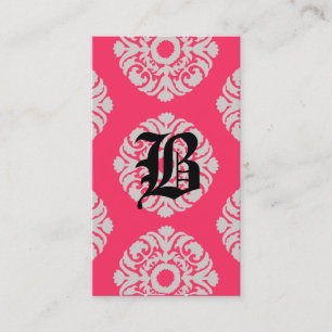 Schönheits-Businesskarten Damast Monogramm Koralle Visitenkarte