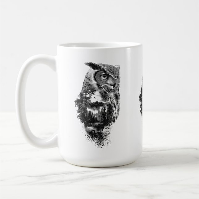 Schönheits-Eule in den Bergen Kaffeetasse (Links)
