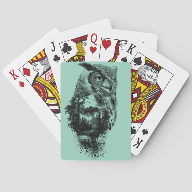 Schönheits-Eule in den Bergen Spielkarten (Rückseite)