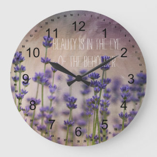 Schönheits-Lavendel-Blumen Große Wanduhr