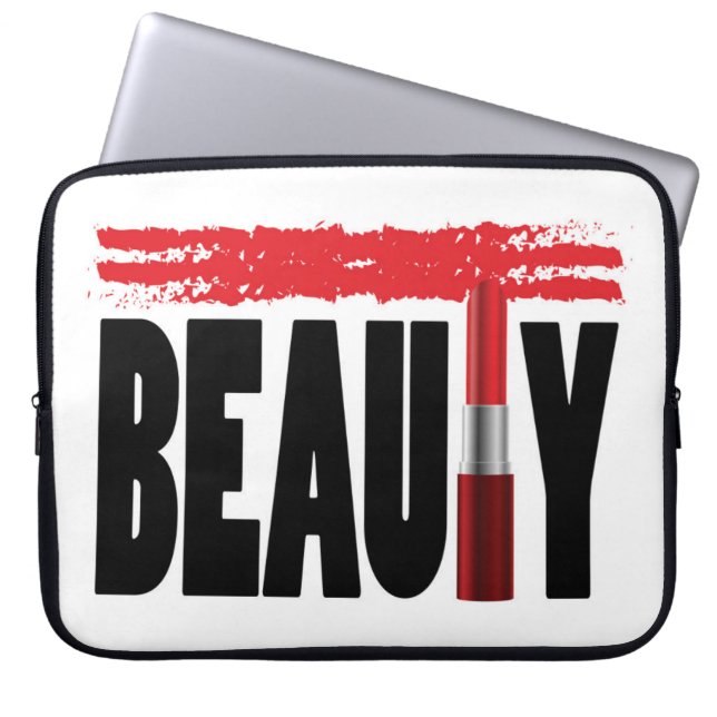 Schönheits-Typografie-Lippenstift Laptopschutzhülle (Vorderseite)