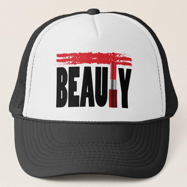 Schönheits-Typografie-Lippenstift Truckerkappe (Vorderseite)