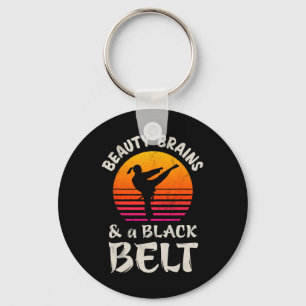 Schönheitsgedanken und ein Black Belt Karate Girl Schlüsselanhänger