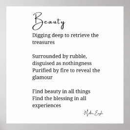 Schönheitsgedicht Schwarz-weiße Wandkunst Poster