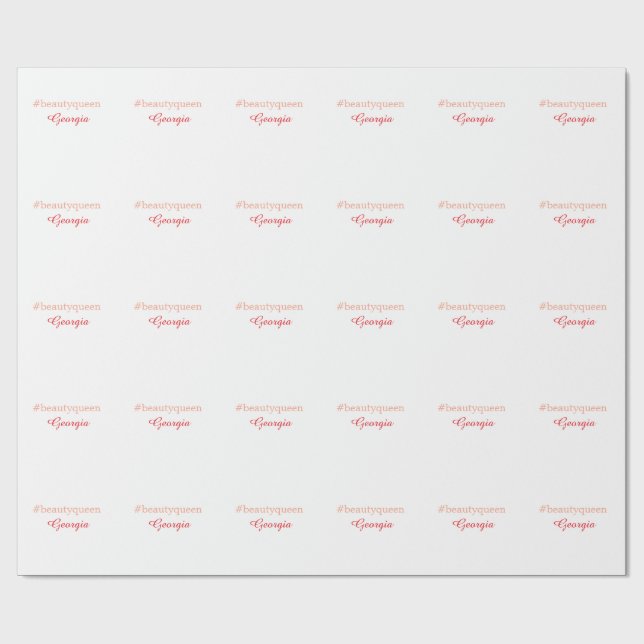 Schönheitsköniginhashtag hellrot Name Mädchen Boss Geschenkpapier (Flach)