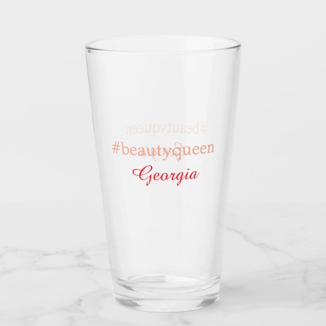 Schönheitsköniginhashtag hellrot Name Mädchen Boss Glas (Vorderseite)
