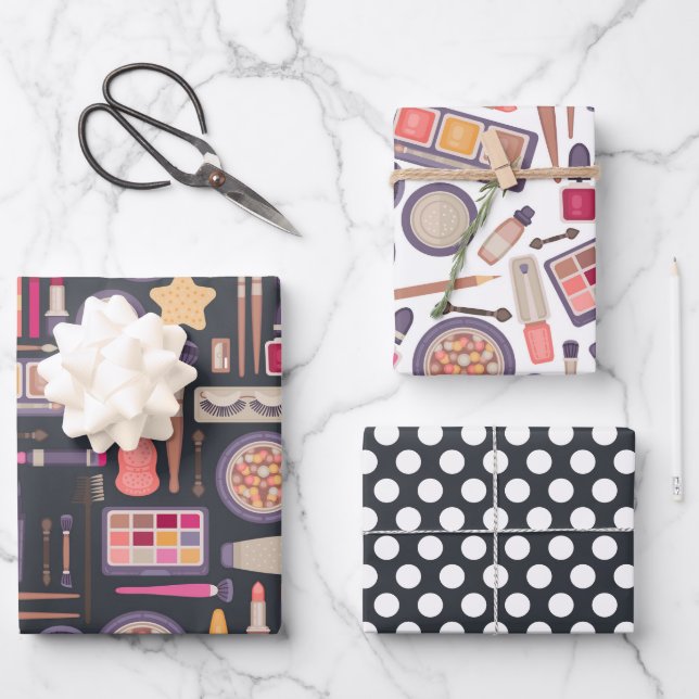 Schönheitskosmetik Makeup Wrapping Paper Set 3 Geschenkpapier Set (Vorderseite)