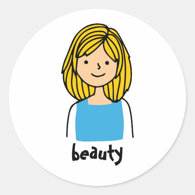 Schönheitsmädchen-Aufkleber und Etiketten Runder Aufkleber (Vorderseite)