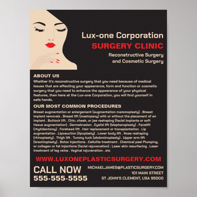 Schönheitsmodell, plastischer Chirurg, plastische  Poster (Vorne)