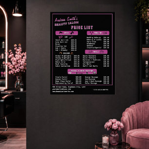 Schönheitssalon Dienstleistungen Preisliste Modern Poster