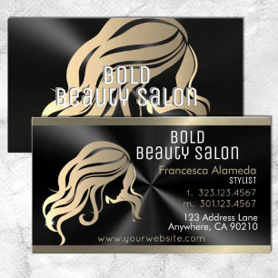 Schönheitssalon Frisur Stylist Schwarz + Gold Visitenkarte