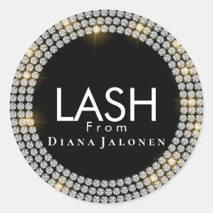 Schönheitssalon Glitter Rosa Wimpern Metall Silber Runder Aufkleber