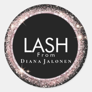 Schönheitssalon Glitter Rosa Wimpern Metall Silber Runder Aufkleber