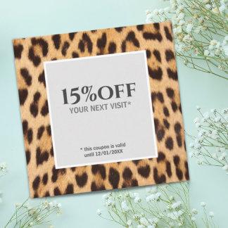 Schönheitssalon Leopard Printcoupon Quadratische Visitenkarte