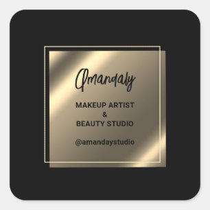 Schönheitssalon Make-up Dankeschön schwarzes falsc Quadratischer Aufkleber