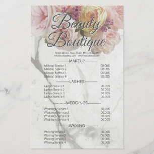 Schönheitssalon Marmor-Blumen-Preisliste Flyer