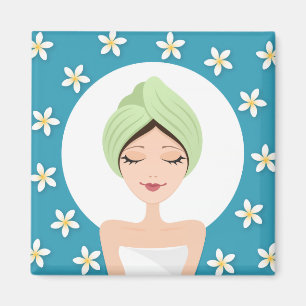 Schönheitssalon oder Wellness-Center Frau verpackt Magnet