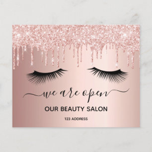 Schönheitssalon Rose Gold Glitzer Leinen Flyer