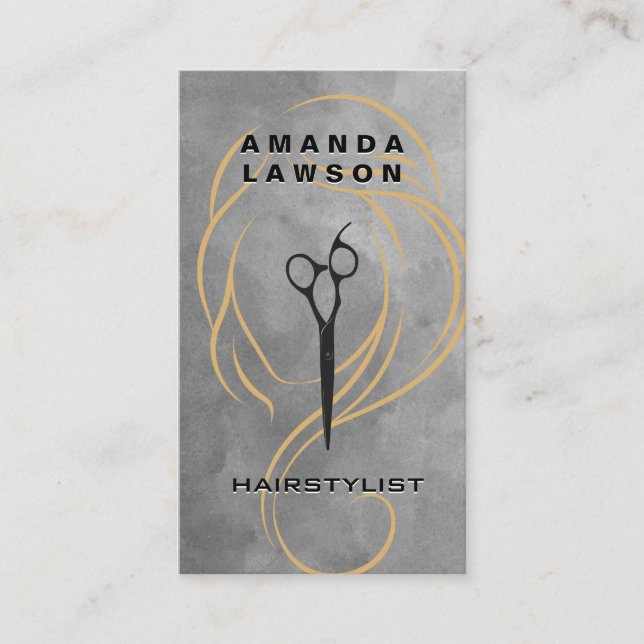 Schönheitssalon | Schere | Wasserfarbe Visitenkarte (Vorderseite)