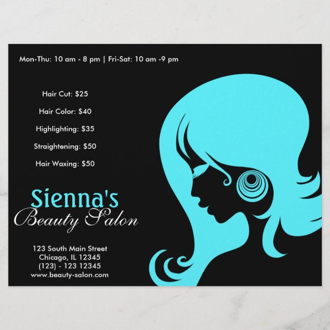 Schönheitssalon (Türkis) Flyer (Vorne)