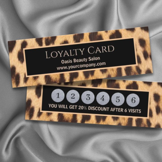 Schönheitssalon WELLNESS-CENTER Leopard LOYALTY CA Mini Visitenkarte (chic beauty hair salon SPA leopard LOYALTY CARD)