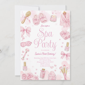 Schönheitstag im Spa - Rosa Party-Einladung Einladung