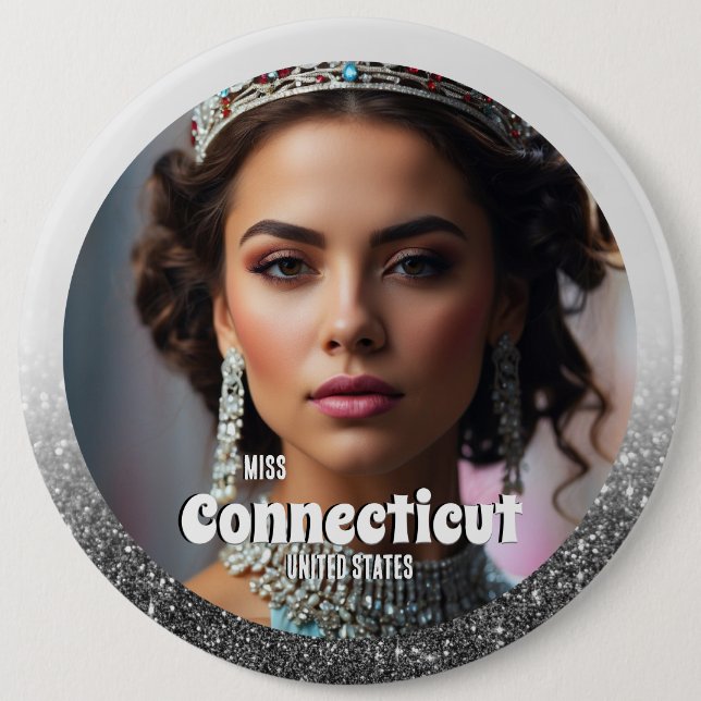 Schönheitswettbewerb-Button-Anstecker - Schwarzer  Button (Vorderseite)