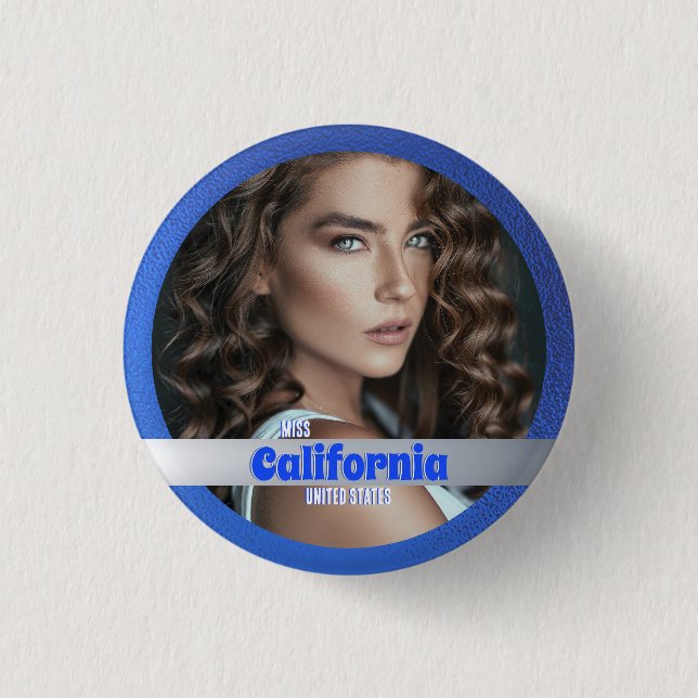 Schönheitswettbewerb-Button | Königlich Blau Schim Button (Vorderseite)